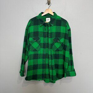 AERIE lumber jane plaid flannel shirt in green alpine size L